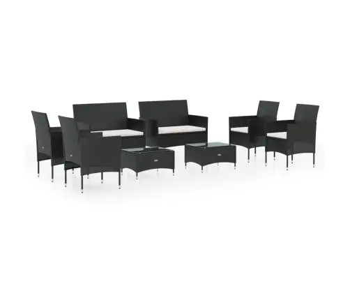 8-Daļīgs Dārza Atpūtas Mēbeļu Komplekts, Melna Pe Rotangpalma Vidaxl