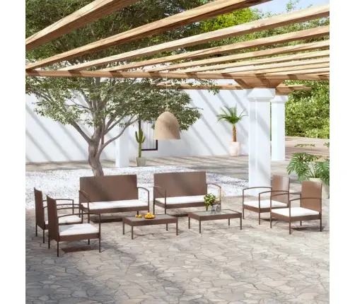 8-Daļīgs Dārza Atpūtas Mēbeļu Komplekts, Brūna Pe Rotangpalma Vidaxl