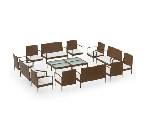 16-Daļīgs Dārza Atpūtas Mēbeļu Komplekts, Brūna Pe Rotangpalma Vidaxl