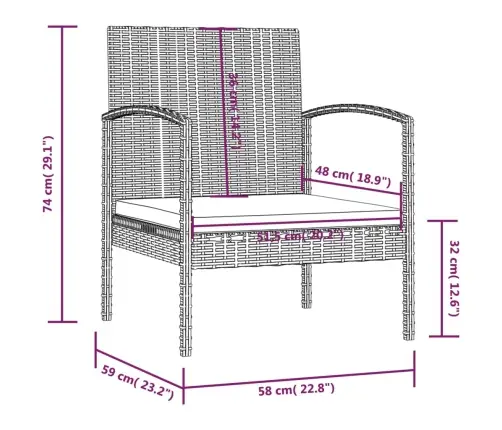 16-Daļīgs Dārza Atpūtas Mēbeļu Komplekts, Brūna Pe Rotangpalma Vidaxl