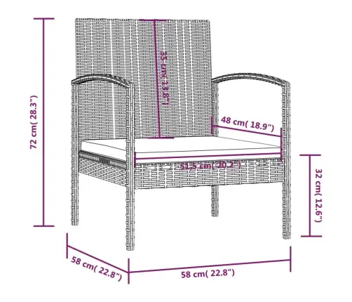 16-Osaline Aiamööblikomplekt Patjadega, Polürotang, Hall
