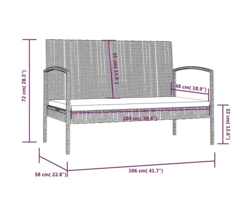 16-Osaline Aiamööblikomplekt Patjadega, Polürotang, Hall