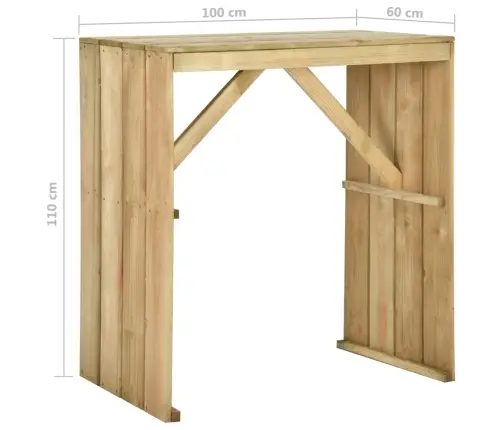 5-Daļīgs Dārza Bāra Mēbeļu Komplekts, Impregnēta Priede Vidaxl