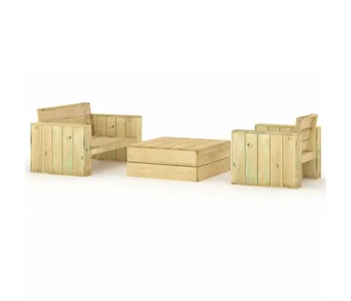 Sodo Poilsio Komplektas, 3 Dalių, Impregnuotas Pušies Masyvas