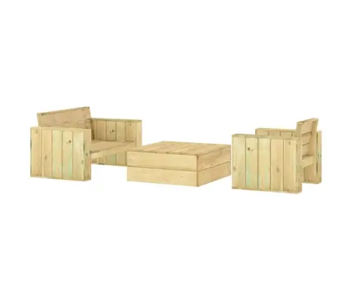 Sodo Poilsio Komplektas, 3 Dalių, Impregnuotas Pušies Masyvas