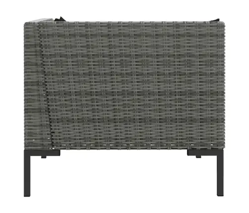 Sodo Komplektas, 3 Dalių, Pilkas, Pusapvalis Poliratanas