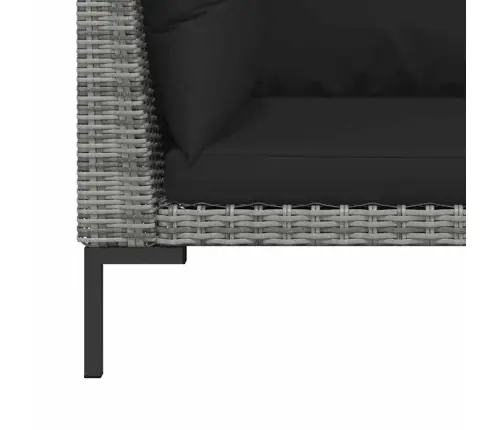 Sodo Komplektas, 3 Dalių, Pilkas, Pusapvalis Poliratanas