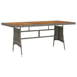 Sodo Stalas, Pilkas, 160X70X72cm Poliratanas Ir Akacija