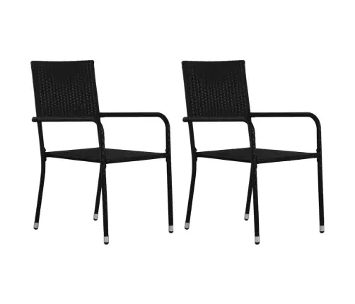 Sodo Valgomojo Kėdės, 2Vnt., Juodos Spalvos, Poliratanas