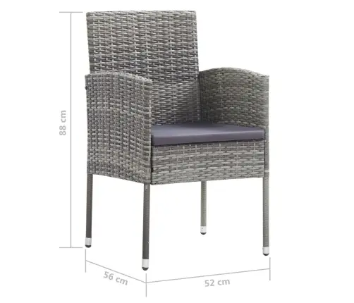 Dārza Krēsli Ar Pelēkiem Spilveniem 2Gb. Pelēki, Pe Rotangpalma Vidaxl