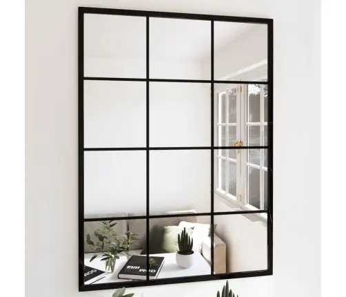 Sienas Spogulis, Melns, 80X60 Cm, Metāls Vidaxl