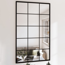 Sienas Spogulis, Melns, 100X60 Cm, Metāls Vidaxl