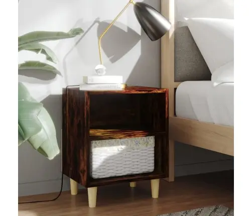 Naktsskapīši Ar Koka Kājām, 2 Gab., Ozolkoka Krāsa, 40X30X50 Cm Vidaxl