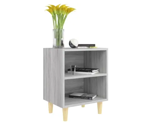 Naktinė Spintelė Su Medinėmis Kojelėmis, Pilka, 40X30X50Cm