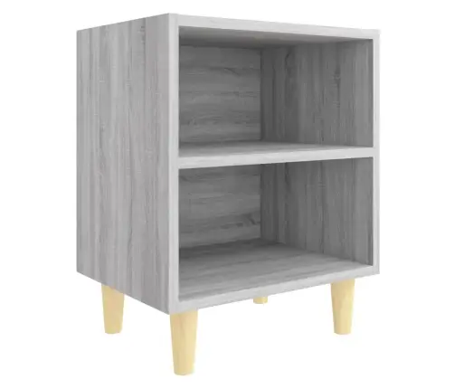 Naktsskapīši Ar Koka Kājām, 2 Gab., Pelēcīga Ozola, 40X30X50 Cm Vidaxl