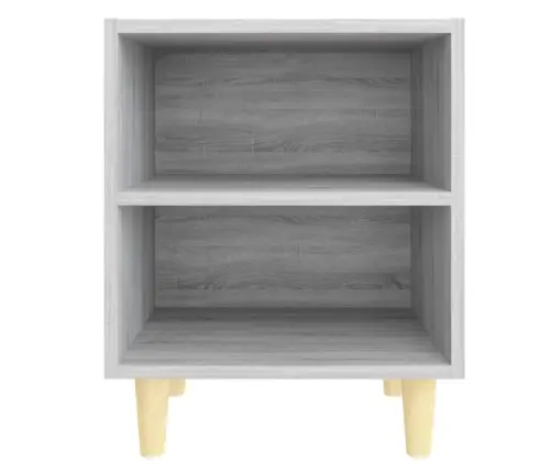 Naktsskapīši Ar Koka Kājām, 2 Gab., Pelēcīga Ozola, 40X30X50 Cm Vidaxl