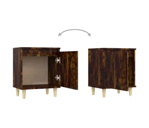 Naktsskapītis Ar Koka Kājām, Ozolkoka Krāsa, 40X30X50 Cm Vidaxl