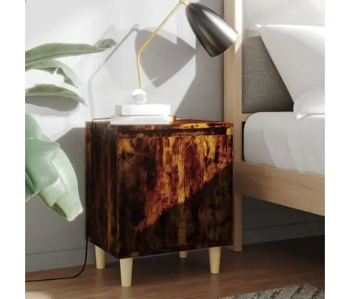 Naktsskapītis Ar Koka Kājām, Ozolkoka Krāsa, 40X30X50 Cm Vidaxl