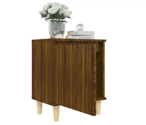 Naktinė Spintelė Su Medinėmis Kojomis, Ruda Ąžuolo, 40X30X50Cm Naktinė Spintelė Su Medinėmis Kojomis, Ruda Ąžuolo, 40X30X50Cm