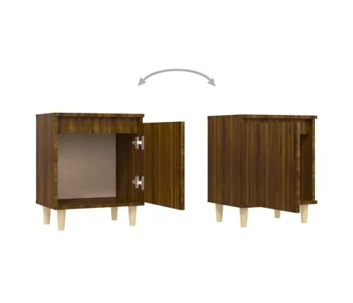 Naktinė Spintelė Su Medinėmis Kojomis, Ruda Ąžuolo, 40X30X50Cm Naktinė Spintelė Su Medinėmis Kojomis, Ruda Ąžuolo, 40X30X50Cm