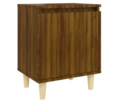 Naktsskapīši Ar Koka Kājām, 2 Gab., Ozolkoka Krāsa, 40X30X50 Cm Vidaxl