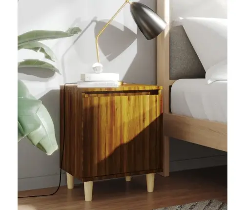 Naktsskapīši Ar Koka Kājām, 2 Gab., Ozolkoka Krāsa, 40X30X50 Cm Vidaxl