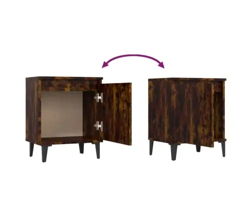 Naktsskapītis Ar Metāla Kājām, Ozolkoka Krāsa, 40X30X50 Cm Vidaxl