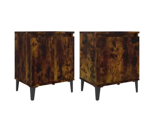 Naktsskapīši Ar Metāla Kājām, Ozolkoka Krāsa, 40X30X50 Cm Vidaxl