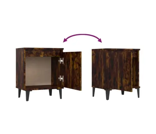 Naktsskapīši Ar Metāla Kājām, Ozolkoka Krāsa, 40X30X50 Cm Vidaxl