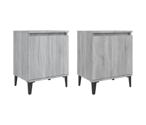 Naktsskapīši Ar Metāla Kājām, Pelēcīga Ozolkoka, 40X30X50 Cm Vidaxl