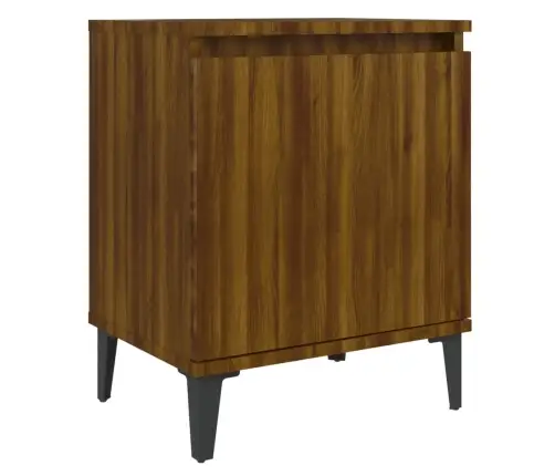 Naktinė Spintelė Su Metalinėmis Kojomis, Ruda, 40X30X50Cm