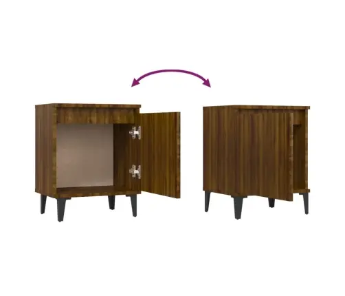 Naktinė Spintelė Su Metalinėmis Kojomis, Ruda, 40X30X50Cm