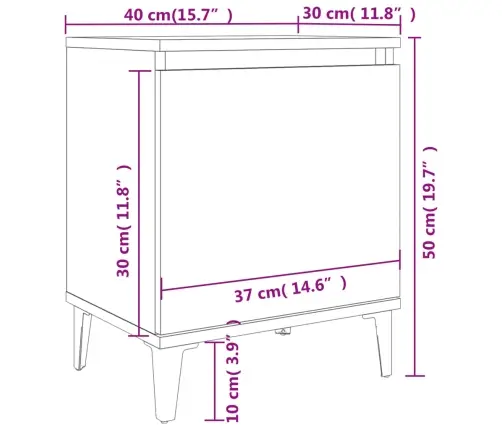 Naktinė Spintelė Su Metalinėmis Kojomis, Ruda, 40X30X50Cm