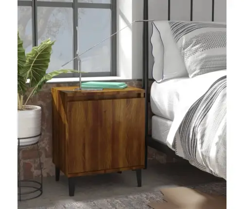 Naktinė Spintelė Su Metalinėmis Kojomis, Ruda, 40X30X50Cm