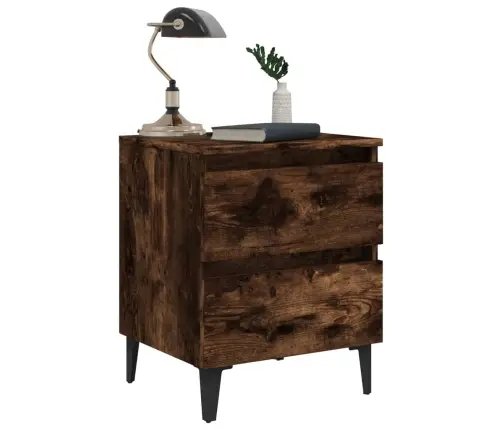 Naktinė Spintelė Su Metalinėmis Kojelėmis, Ąžuolo, 40X35X50Cm
