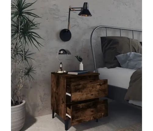 Naktinės Spintelės Su Kojomis, 2Vnt., Dūminės, 40X35X50Cm Naktinės Spintelės Su Kojomis, 2Vnt., Dūminės, 40X35X50Cm