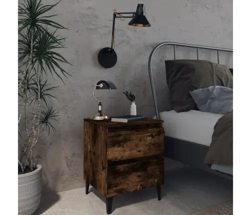 Naktinės Spintelės Su Kojomis, 2Vnt., Dūminės, 40X35X50Cm Naktinės Spintelės Su Kojomis, 2Vnt., Dūminės, 40X35X50Cm