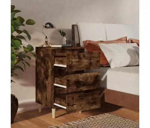 Naktsskapītis Ar Koka Kājām, Ozolkoka Krāsa, 40X35X69 Cm Vidaxl