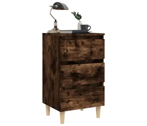 Naktsskapītis Ar Koka Kājām, Ozolkoka Krāsa, 40X35X69 Cm Vidaxl