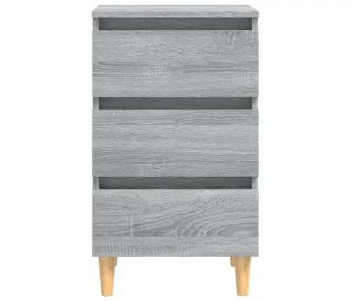 Naktsskapītis Ar Koka Kājām, Pelēcīga Ozola Krāsa, 40X35X69 Cm Vidaxl