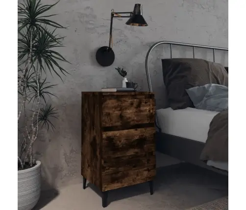 Naktinė Spintelė Su Metalinėmis Kojelėmis, Ąžuolo, 40X35X69Cm Naktinė Spintelė Su Metalinėmis Kojelėmis, Ąžuolo, 40X35X69Cm