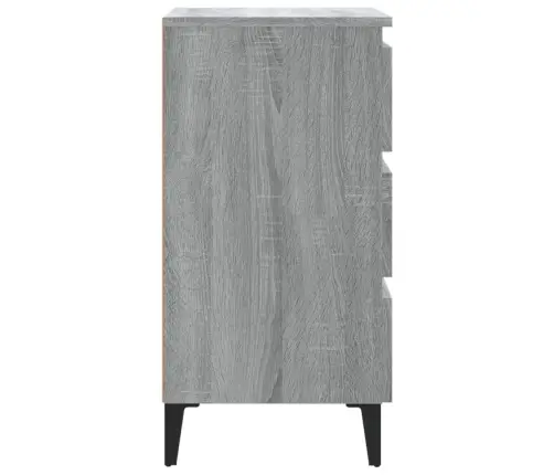 Naktsskapītis Ar Metāla Kājām, Pelēcīga Ozola Krāsa, 40X35X69Cm Vidaxl