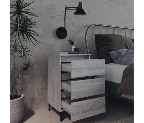 Naktsskapītis Ar Metāla Kājām, Pelēcīga Ozola Krāsa, 40X35X69Cm Vidaxl