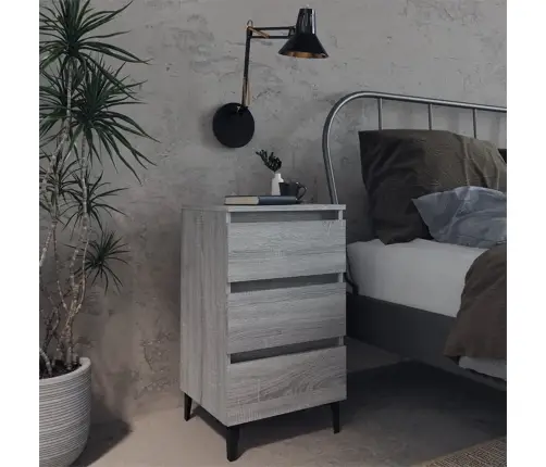 Naktsskapītis Ar Metāla Kājām, Pelēcīga Ozola Krāsa, 40X35X69Cm Vidaxl