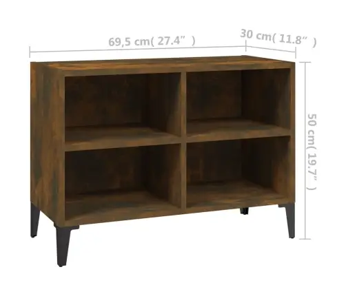 Tv Plaukts Ar Metāla Kājām, Ozolkoka Krāsa, 69,5X30X50 Cm Vidaxl
