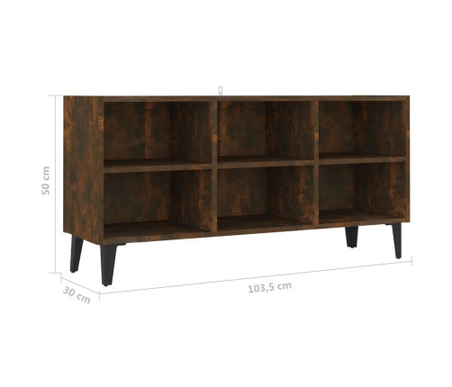 Tv Plaukts Ar Metāla Kājām, Ozolkoka Krāsā, 103,5X30X50 Cm Vidaxl
