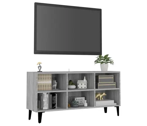 Tv Plaukts Ar Metāla Kājām, Pelēcīga Ozola Krāsa, 103,5X30X50Cm Vidaxl Tv Plaukts Ar Metāla Kājām, Pelēcīga Ozola Krāsa, 103,5X30X50Cm Vidaxl