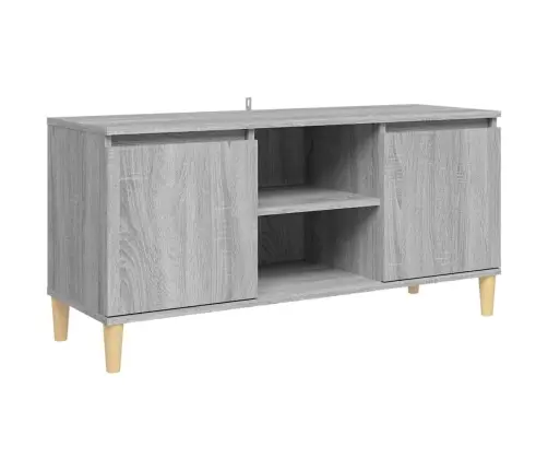 Tv Skapītis Ar Masīvkoka Kājām, Pelēcīga Ozola, 103,5X35X50 Cm Vidaxl
