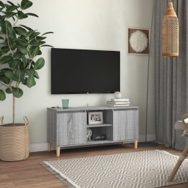 Tv Skapītis Ar Masīvkoka Kājām, Pelēcīga Ozola, 103,5X35X50 Cm Vidaxl