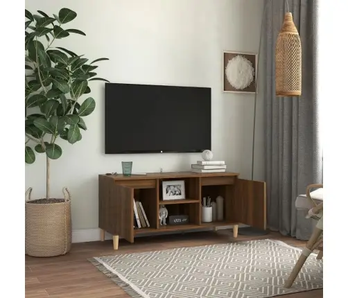 Tv Skapītis, Brūna Ozolkoka, 103,5X35X50 Cm, Masīvkoka Kājas Vidaxl